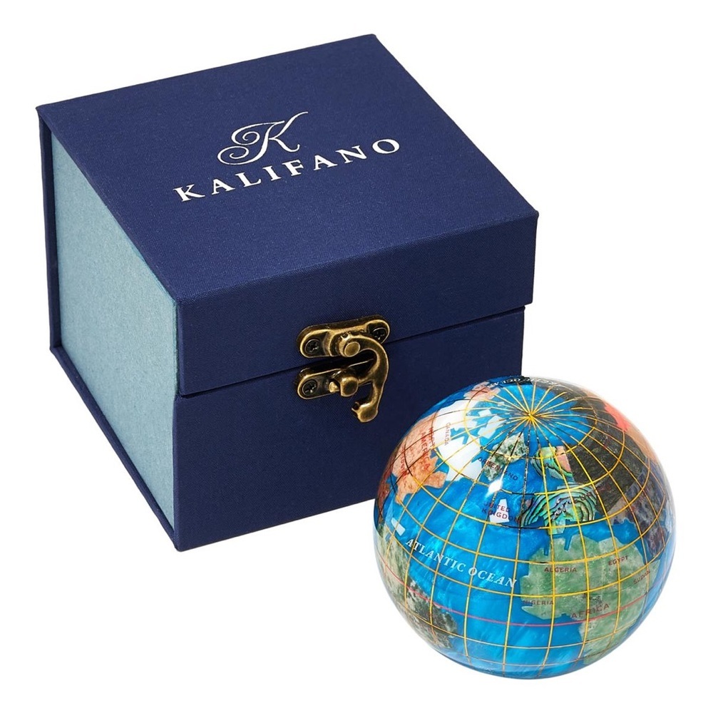 KALIFANO Multigemstone Globe‎ Paperweight with Gift Box